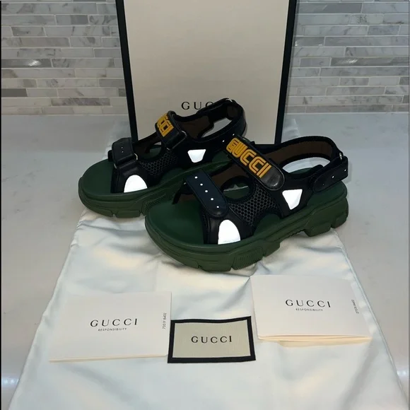 GUCCi kids Aguru Trek brand-embellished leather sandals 5-8 years 33 - Picture 3 of 7